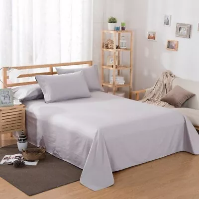 Solid Color Single Double Bedsheet King Queen Twin Flat Sheet Soft Sink BedSheet • $69.62