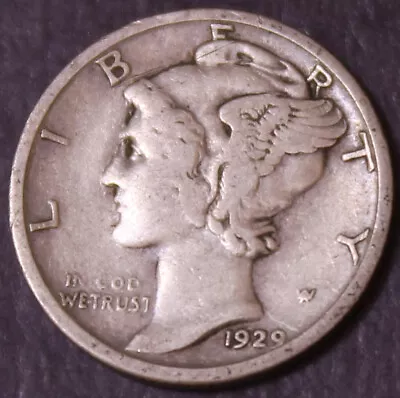 1929 S Mercury  Dime..... Mid Grade....One Coin ..... Lot Y1552 • $5.99