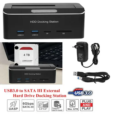 £38.48 • Buy USB 3.0 2.5 /3.5  Dual Slot SATA 3 HDD Hard Drive Docking Station  Card Reader