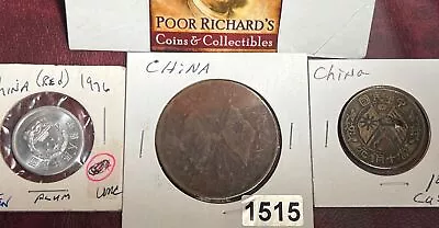 Chinese Lot: BU 1976 5 Fen 40mm Coin & Vintage 10 Cash (with Hole). T1515 • $10.36