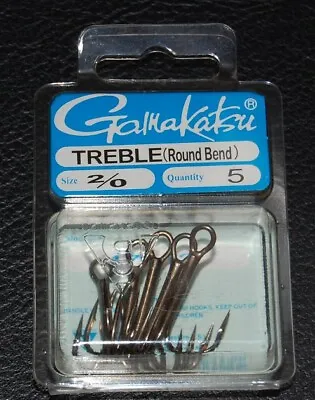 5 Pack Gamakatsu 47112 Round Bend Bronze Treble Hooks - Size 2/0 Super Sharp • $8.69