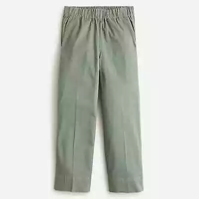 NWT $98 J.Crew Women's MEDIUM Astrid Wide Leg Chino Pants Pale Cypress Cotton • $44.99