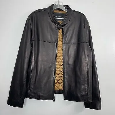 Marc New York 100% Leather Moto Jacket Brown Size M • $63