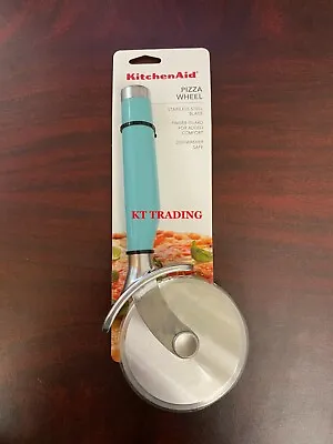 KitchenAid Stainless Steel Blade PIZZA WHEEL Cutter W/ Finger Guard ~ Aqua Sky  • $19.95