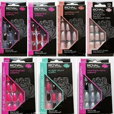 £3.49 • Buy Royal False Nails With Glue Choose Your Style Shade Shape Set Of 24