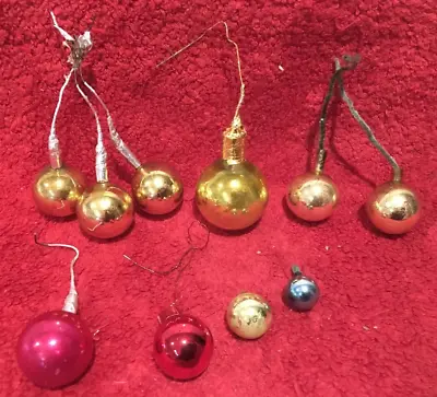 Mercury Glass Ball Picks Christmas Wreath Ornaments Red Gold Lot Of 10 Vintage  • $12