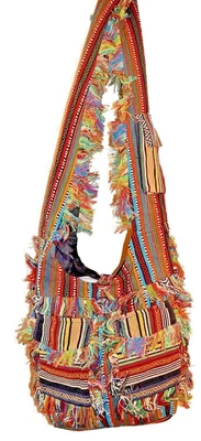 £19.86 • Buy Hobo Hippie Fringe Multicolor Festival Crossbody Sling Purse Bag Handwoven Nepal