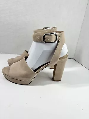 Vince Camuto Womens Platform Chunky Block Heel Tan Suede Ankle Strap Size 10M • $19