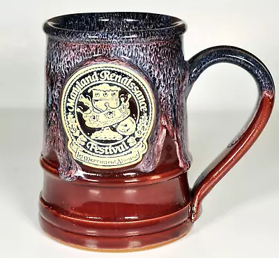 1994 Maryland Renaissance Festival Beer Stein Burgundy Red Drip Deneen Pottery • $24.99