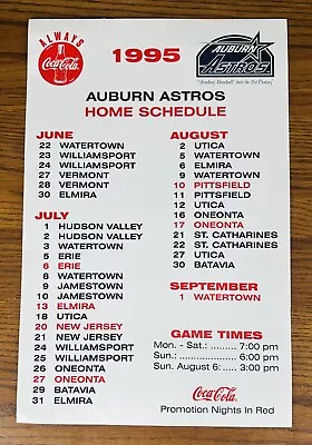 AUBURN ASTROS COCA COLA RARE 1995 VINTAGE HOME SCHEDULE TEAM POSTER Baseball NY • $49.99