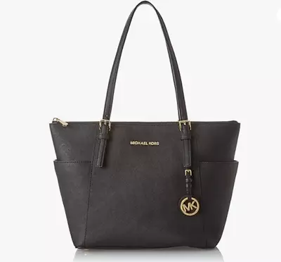 Michael Kors Jet Set Top-Zip Saffiano Leather Tote - Black • $130