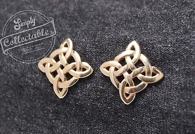 375 9CT Yellow Gold Celtic Style Stud Earrings 4.2g • £117