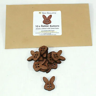 Rabbit Buttons Wooden Laser Cut Knitting Crochet X 10 Heads • £3.50