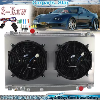 3 Core Row Radiator Shroud Fan For Toyota Supra 1993-1998 JZA80 2JZ-GTE 3.0 MT • $309