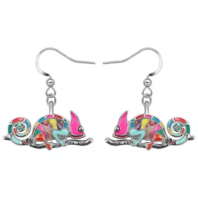 Enamel Alloy Cute Lizard Earring Chameleon Dangle Gift For Women Novelty Jewelry • $6.99
