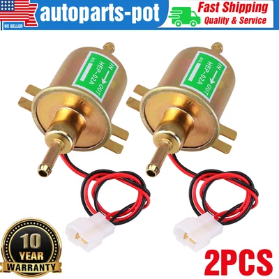 $18.99 • Buy 2PCS Universal Electric Fuel Pump HEP-02A Inline Low Pressure Gas Diesel 12V