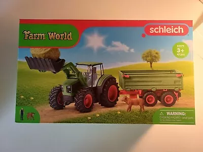 Schleich 42379 Tractor With Trailer Toy Farm World Vehicle Playset Calf Cow  • £48.99