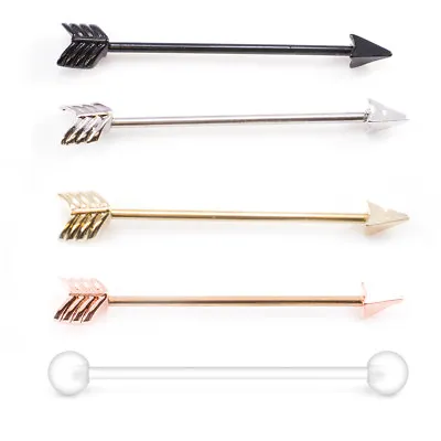 $14.95 • Buy Industrial Barbell Arrow Design And Industrial Retainer 14G 38mm