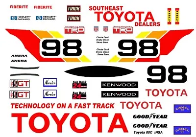 #98 AAR Toyota 88C Dan Gurney 1/18th Scale Waterslide Decals • $11.50