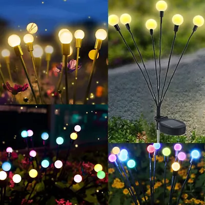 2Pcs LED Solar Power Firefly Lights Outdoor Garden Waterproof Swaying Landscape • $11.69