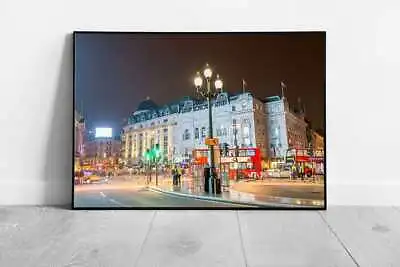 Red Double Decker Buses Piccadilly Street London Street Ready To Hang Wall Art • $12.57