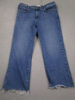 Zara Jeans Womens 14 Blue Denim Distressed Cropped Pockets • $19.97