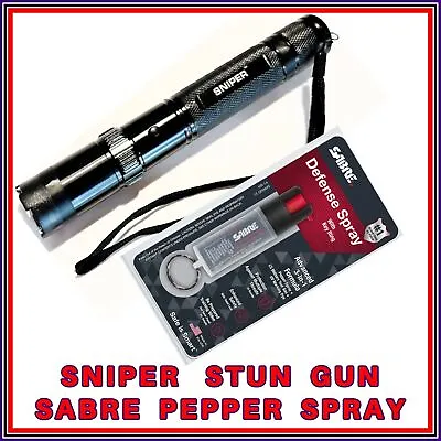 SNIPER Stun Gun 775 BV & SABRE Pepper Spray COMBO RETAIL $29.75 Value • $19.75
