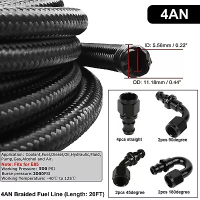 20FT 4/6/8/10/12AN Braided CPE Fuel Oil Line & 10PCS Push Lock Hose Fittings Kit • $47.99