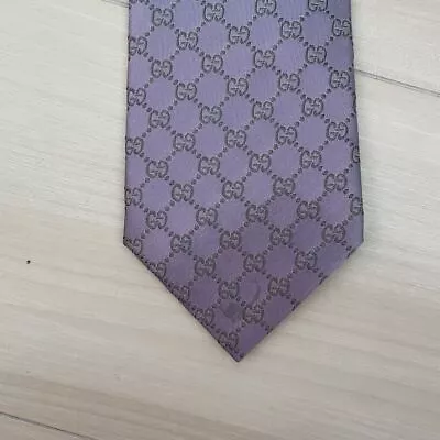 GUCCI Tie 100% Silk Men Necktie Purple GG Pattern Authentic No Box Made In Italy • $129