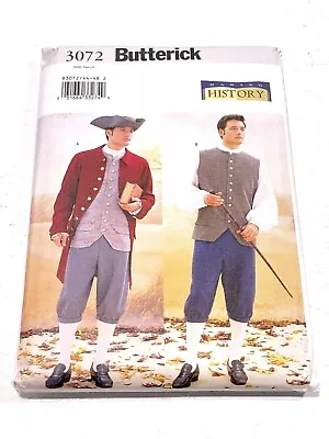 Butterick 3072 Sewing Pattern Colonial Coat Hat History Men's Size 32-48  • $13.95