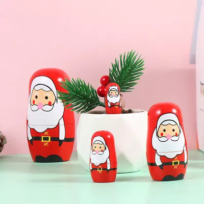 Hand Painted Russian Santa Claus Matryoshka Nesting Dolls • £11.99