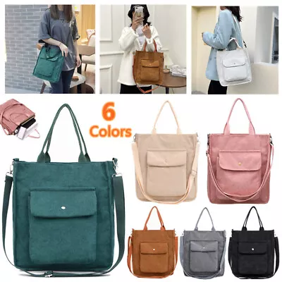 $11.58 • Buy Women Canvas Corduroy Tote Bags Handbag Student Messenger Shoulder Shopper Bag