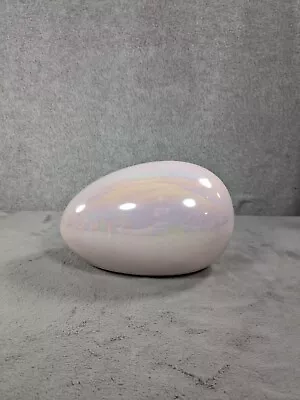 Vintage Large Egg Shape Paperweight Or Luminary Iridescent Chevron • $24.98