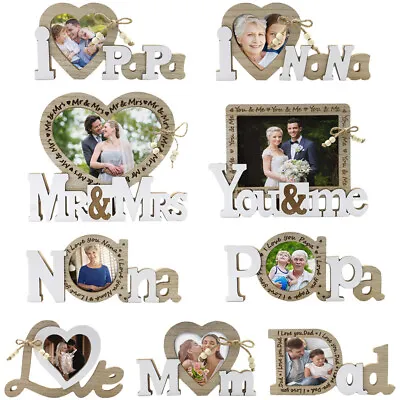 Wooden Love Heart Photo Picture Frame Engagement Family Wedding Anniversary Gift • £6.55