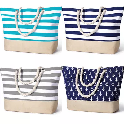 UK Extra Large Beach Waterproof Bags For Women Tote Bag With Zip For Travel Swim • £9.98