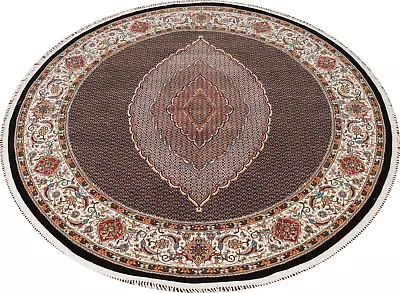 Traditional Tebriz Mahi Fish Turkish Oriental Round Rug 6x6 Luxury Carpet • $482.26