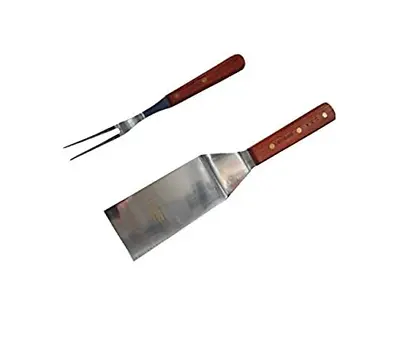Grill Cooking Tool Chef Stainless Steel Turner Spatula Meat Fork Wood Handle NEW • $36