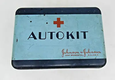 Vintage Johnson & Johnson Auto Kit Metal Box First Aid Kit Tin • $25