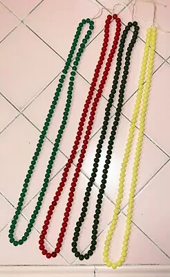 4 Strings Vintage Glass Beads Never Used 100/strg Red Yellow Green Jade Faux 6mm • $39.95