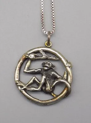 Sterling Silver Monkey Chimpanzee Necklace Limited National Wildlife Federation • $27.95