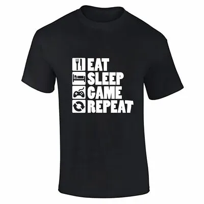 Eat Sleep Game Repeat Mens Boys Top Casual Wear Fitness T Shirt Cotton Tee Gym • £7.99