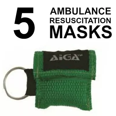 5 Key Ring Resus Mask Cpr Resuscitation Shield (green Nylon Bag) • $32