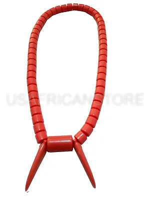 African Red Plastic Coral Bead Styled Necklace Traditional Jewelry Accessory • $16.99