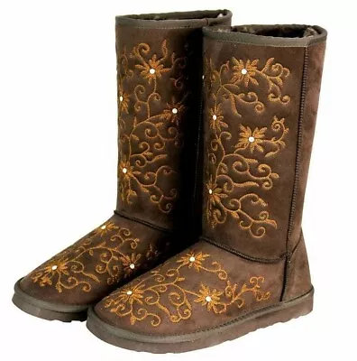 NEW Montana West Embroidered Embellished Boots Stunning Faux Suede $89 Sz 8 • $39.99