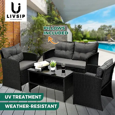 $529.90 • Buy Livsip Outdoor Furniture Lounge Setting Wicker Sofa Chair Table Garden Patio Set