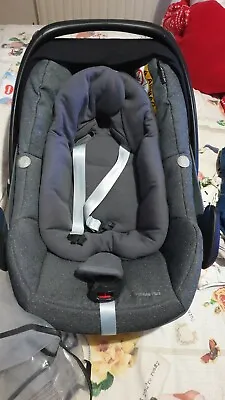 £80 • Buy Lovely Maxicosi PEBBLE PLUS Grey Speck Carseat IMMACULATE Fabric Raincover VGC *