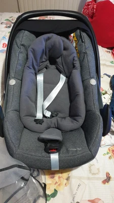 £80 • Buy Lovely Maxicosi PEBBLE PLUS Grey Speck Carseat IMMACULATE Fabric Raincover VGC *