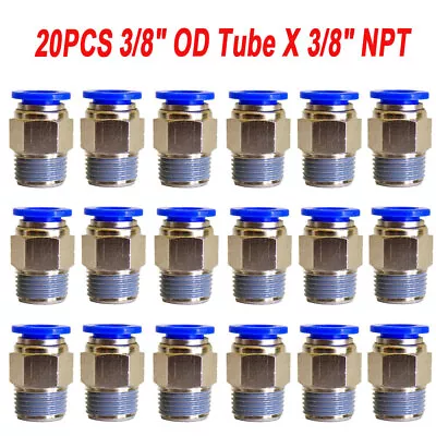 20X 3/8  OD Tube X 3/8  NPT Pneumatic Fitting Push To Connect Air Fitting • $19.69