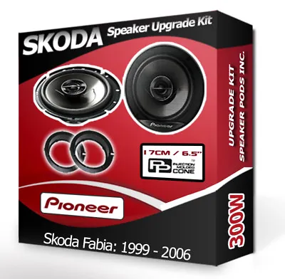 Skoda Fabia Front Door Speakers Pioneer Car Speakers 300W + Adapter Pods • £72.99