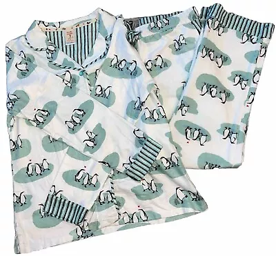 Womens Munki Munki 2-Piece L/S & L/P Pajama Set Penguins Size MED NWOT • $22